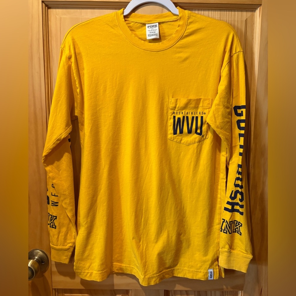 Victoria's Secret PINK West Virginia Mountaineers "Gold Rush" ls t-shirt Wmns XS
